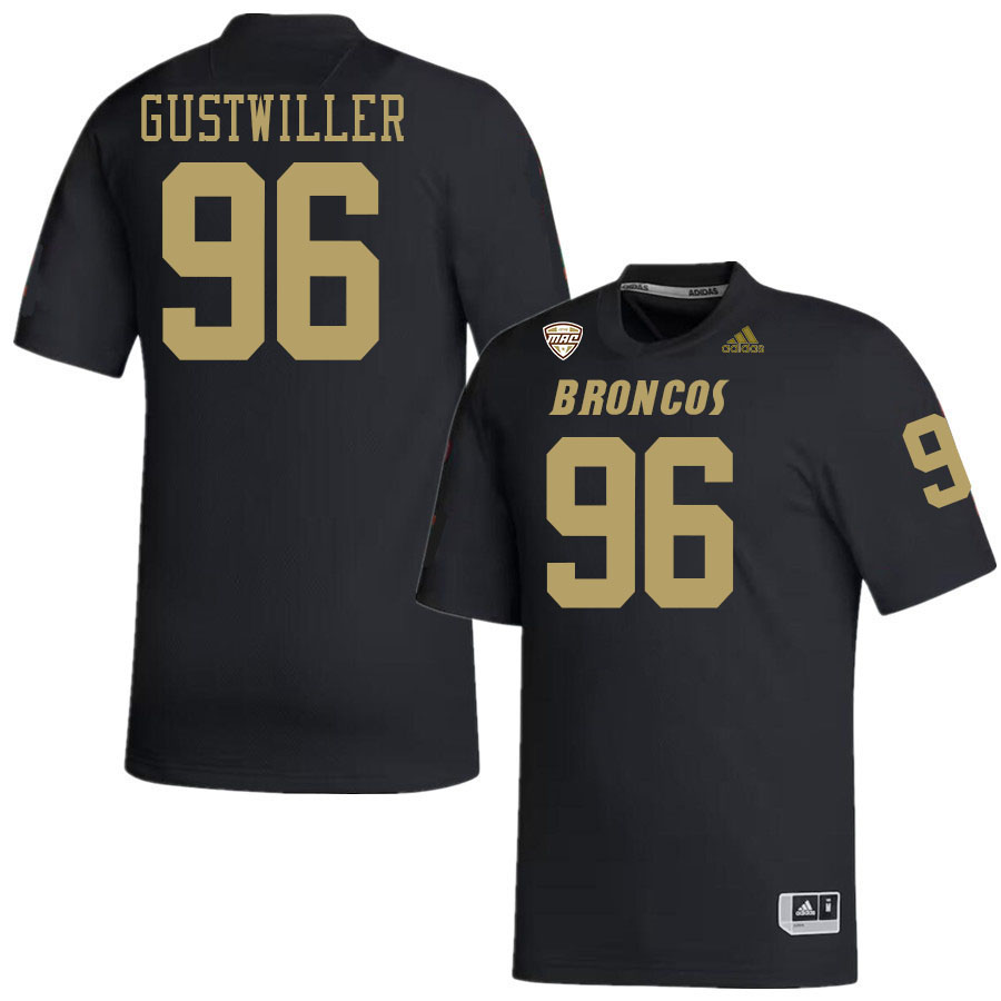 #96 Dalton Gustwiller Western Michigan Broncos College Football Jerseys Stitched-Black